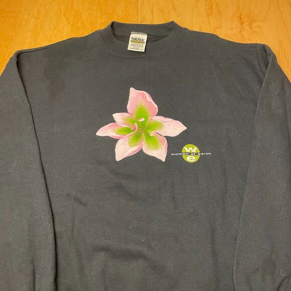 Vintage Women of Earth Avon 90's Black XL Pullover Long Sleeve Sweatshirt - Picture 2 of 9